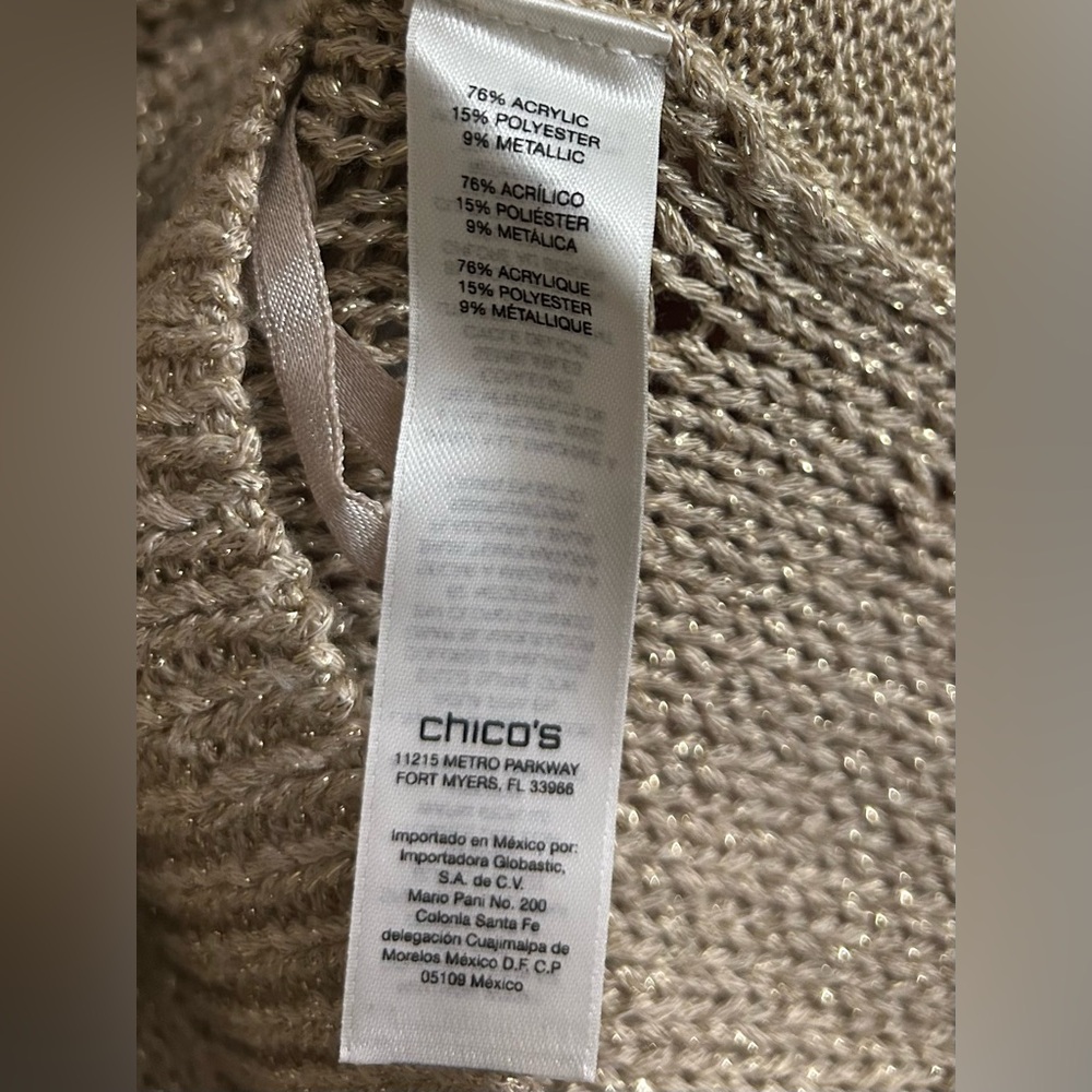 Chico’s Gold Metallic Knit Sweater - Size 2 - Picture 3 of 7